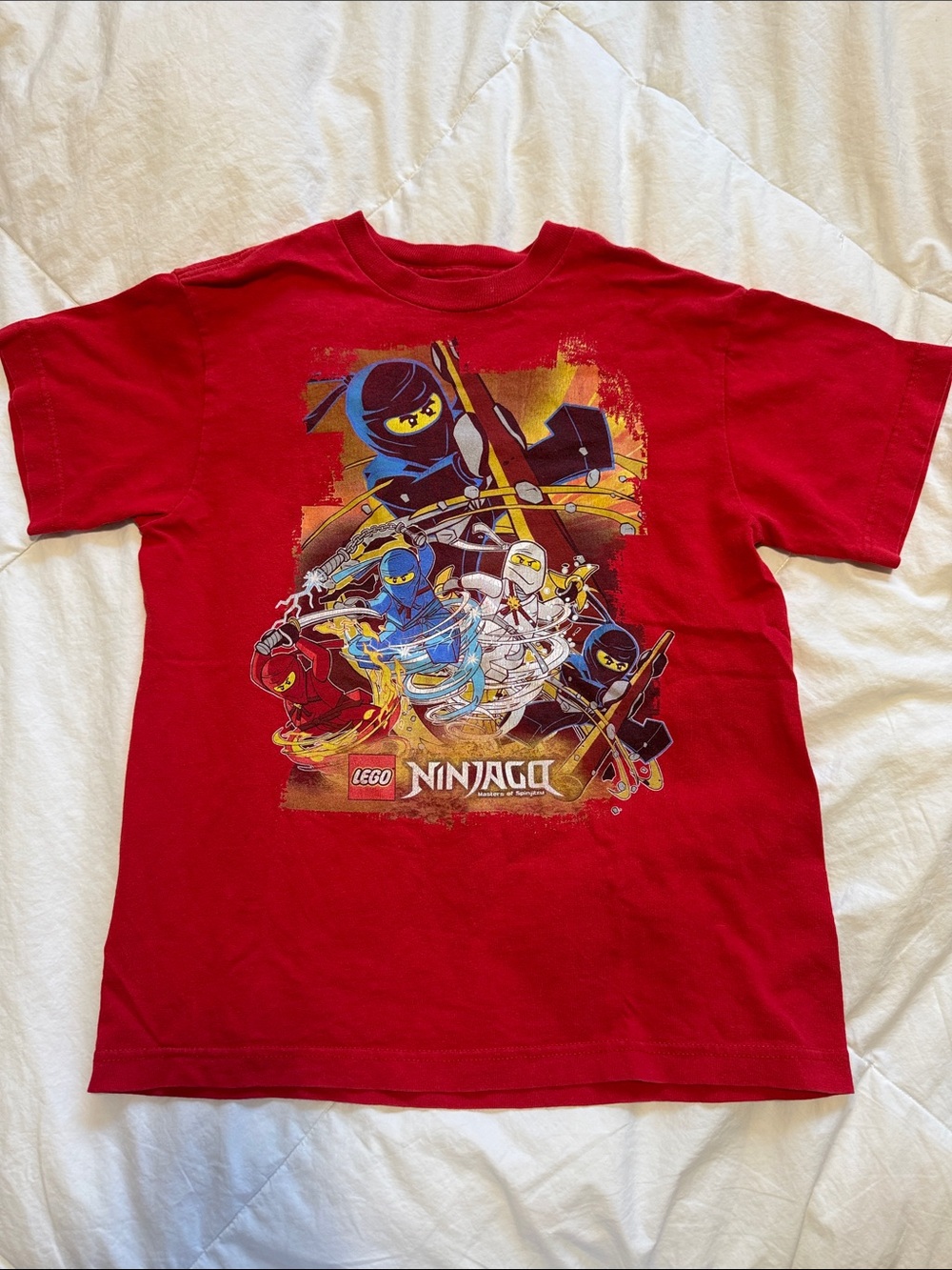 Lego Ninjago Red Graphic Tee with Multi-Color Ninja Print
